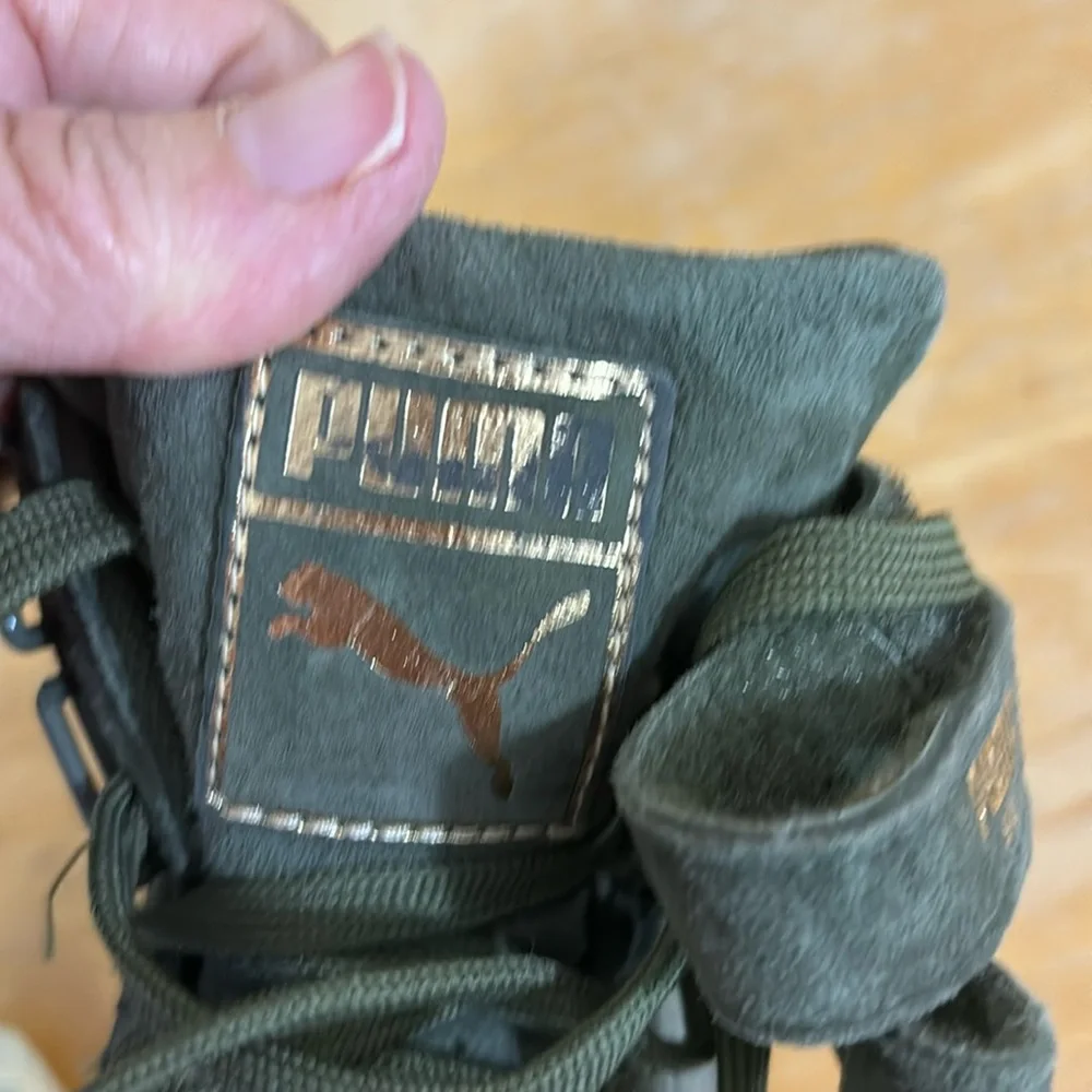 Puma Sky II Olive  Green Suede High Tops  Size 6.5